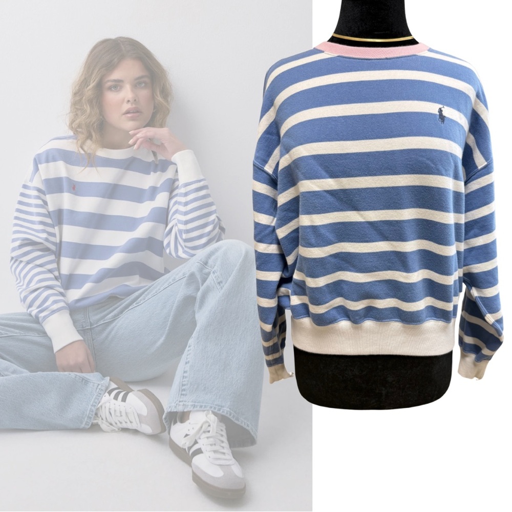 Polo by Ralph Lauren Blue and White Striped Sweater